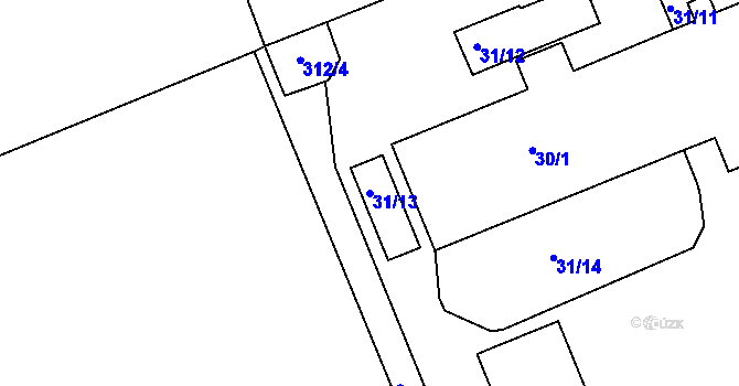 Parcela st. 31/13 v KÚ Dolany u Jaroměře, Katastrální mapa
