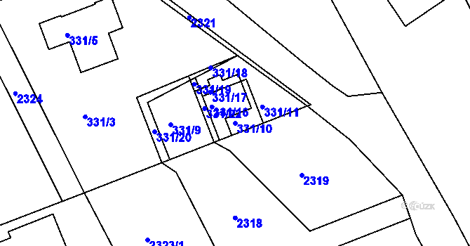 Parcela st. 331/10 v KÚ Dolany u Jaroměře, Katastrální mapa