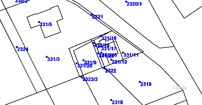 Parcela st. 331/16 v KÚ Dolany u Jaroměře, Katastrální mapa
