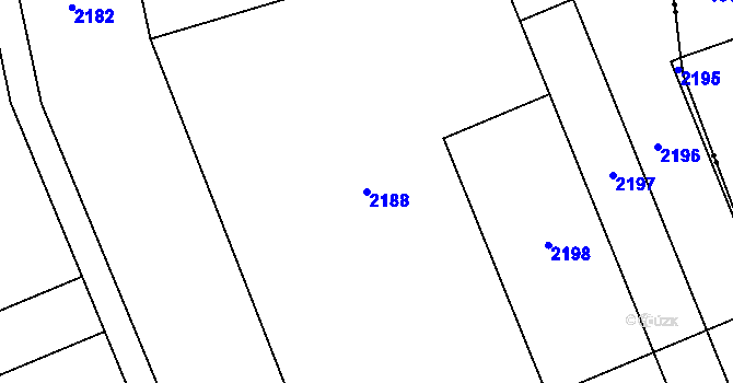 Parcela st. 2188 v KÚ Dolany u Jaroměře, Katastrální mapa