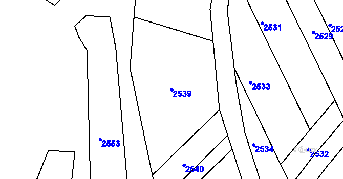 Parcela st. 2539 v KÚ Dolany u Jaroměře, Katastrální mapa