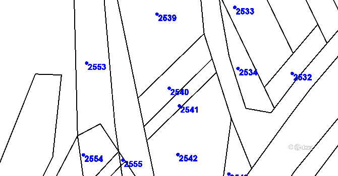 Parcela st. 2540 v KÚ Dolany u Jaroměře, Katastrální mapa