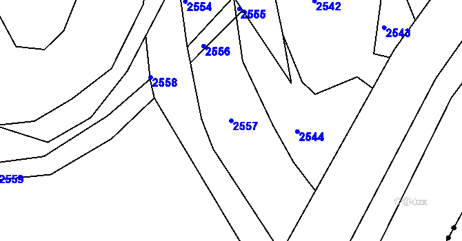 Parcela st. 2557 v KÚ Dolany u Jaroměře, Katastrální mapa