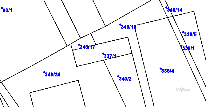 Parcela st. 337/1 v KÚ Dolany u Jaroměře, Katastrální mapa