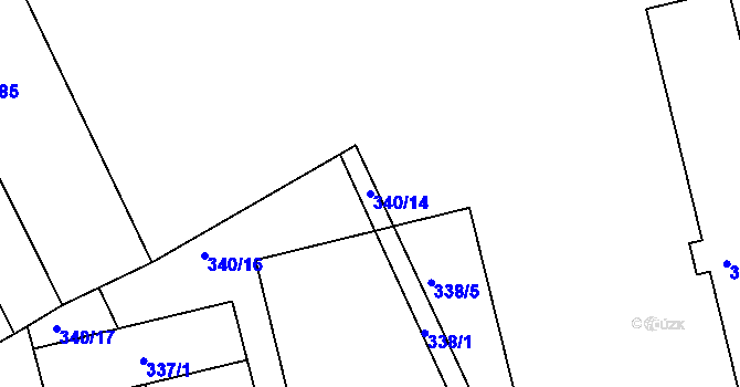 Parcela st. 340/14 v KÚ Dolany u Jaroměře, Katastrální mapa