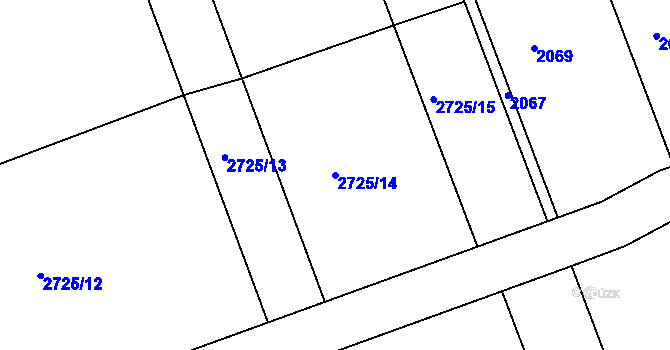 Parcela st. 2725/14 v KÚ Dolany u Jaroměře, Katastrální mapa