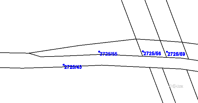 Parcela st. 2725/55 v KÚ Dolany u Jaroměře, Katastrální mapa