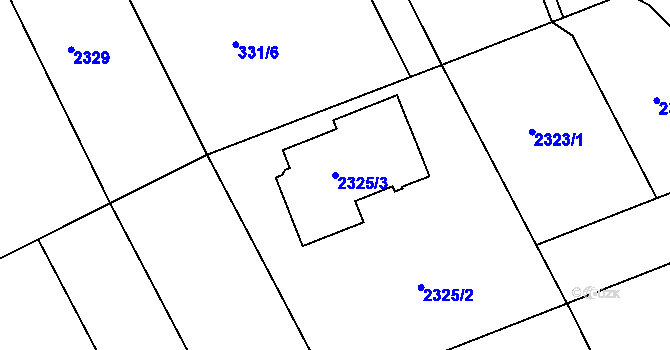 Parcela st. 2325/3 v KÚ Dolany u Jaroměře, Katastrální mapa