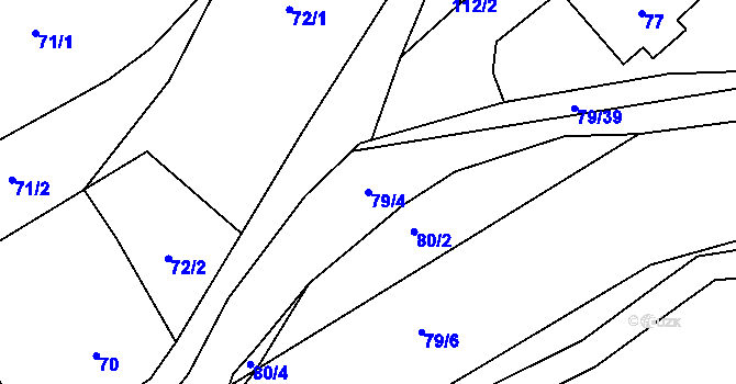 Parcela st. 79/4 v KÚ Krabčice, Katastrální mapa