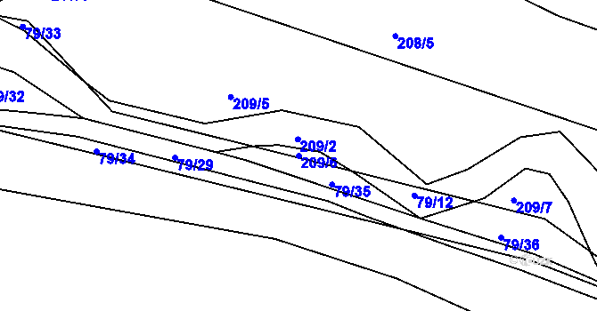 Parcela st. 209/6 v KÚ Krabčice, Katastrální mapa