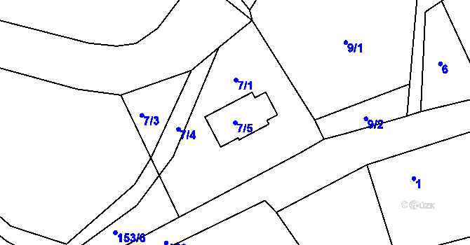 Parcela st. 7/5 v KÚ Krabčice, Katastrální mapa