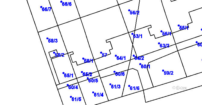 Parcela st. 57 v KÚ Svinišťany, Katastrální mapa