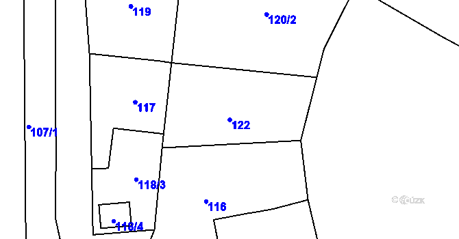 Parcela st. 122 v KÚ Svinišťany, Katastrální mapa