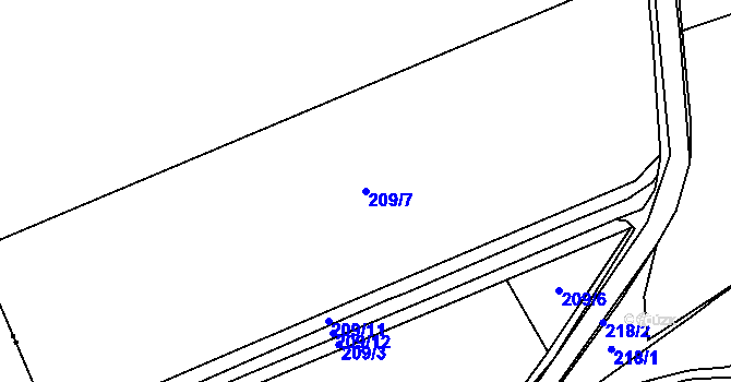 Parcela st. 209/7 v KÚ Svinišťany, Katastrální mapa