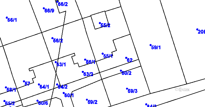 Parcela st. 55/1 v KÚ Svinišťany, Katastrální mapa