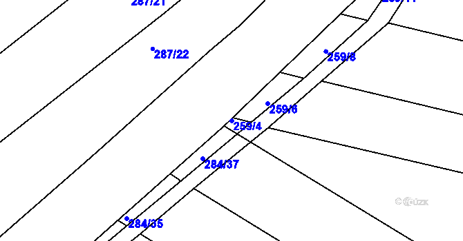 Parcela st. 259/4 v KÚ Svinišťany, Katastrální mapa