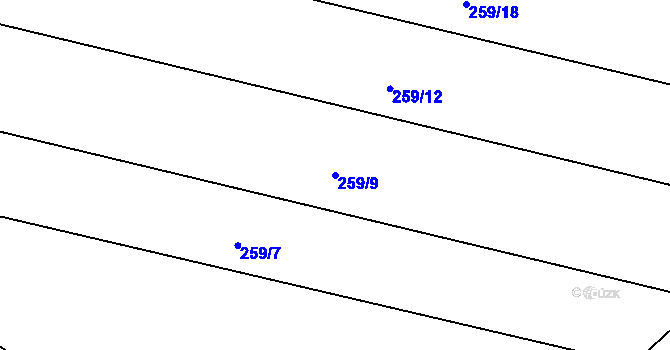 Parcela st. 259/9 v KÚ Svinišťany, Katastrální mapa