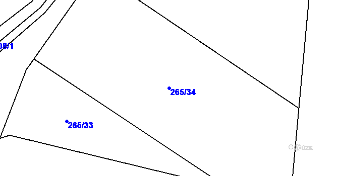 Parcela st. 265/34 v KÚ Svinišťany, Katastrální mapa