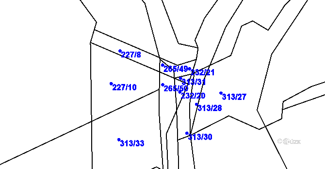 Parcela st. 265/50 v KÚ Svinišťany, Katastrální mapa