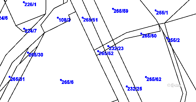 Parcela st. 265/52 v KÚ Svinišťany, Katastrální mapa