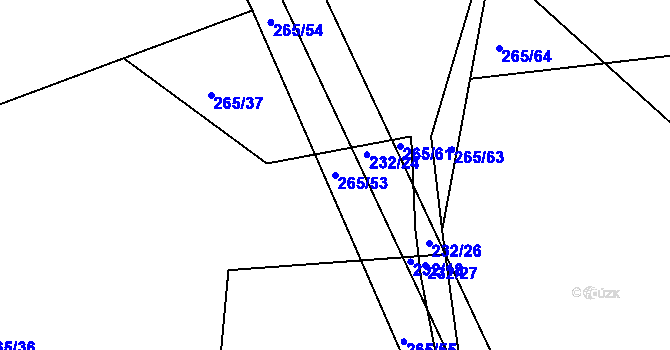 Parcela st. 265/53 v KÚ Svinišťany, Katastrální mapa