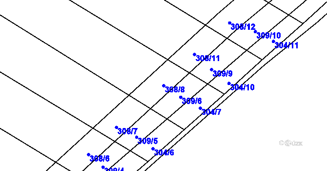 Parcela st. 308/8 v KÚ Svinišťany, Katastrální mapa