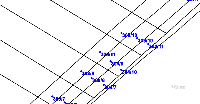 Parcela st. 308/11 v KÚ Svinišťany, Katastrální mapa