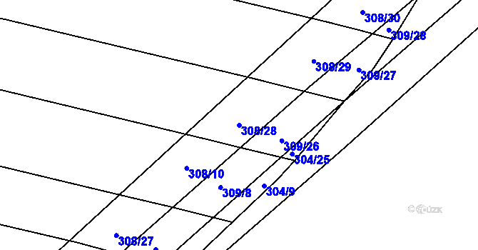 Parcela st. 308/28 v KÚ Svinišťany, Katastrální mapa