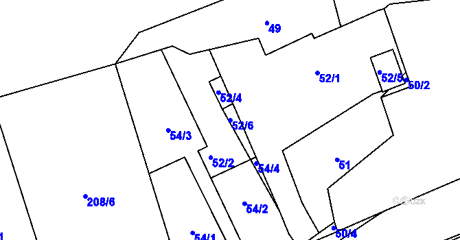Parcela st. 52/6 v KÚ Svinišťany, Katastrální mapa