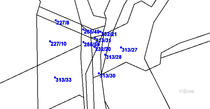 Parcela st. 313/28 v KÚ Svinišťany, Katastrální mapa