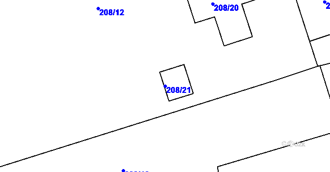 Parcela st. 208/21 v KÚ Svinišťany, Katastrální mapa