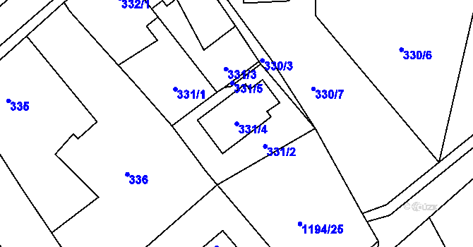 Parcela st. 331/4 v KÚ Dolany u Olomouce, Katastrální mapa
