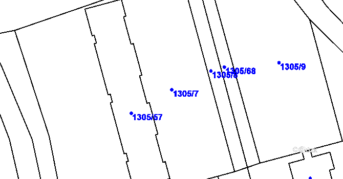 Parcela st. 1305/7 v KÚ Dolany u Olomouce, Katastrální mapa