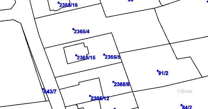 Parcela st. 2365/5 v KÚ Dolany u Olomouce, Katastrální mapa