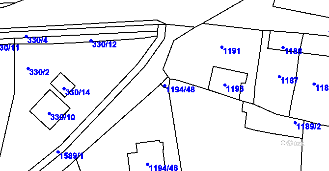 Parcela st. 1194/48 v KÚ Dolany u Olomouce, Katastrální mapa