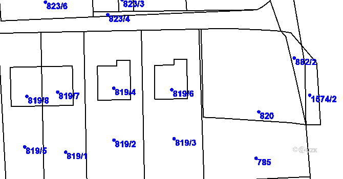 Parcela st. 819/6 v KÚ Dolany u Olomouce, Katastrální mapa
