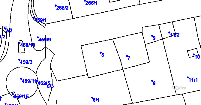 Parcela st. 5 v KÚ Tovéř, Katastrální mapa