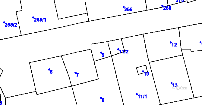 Parcela st. 9 v KÚ Tovéř, Katastrální mapa