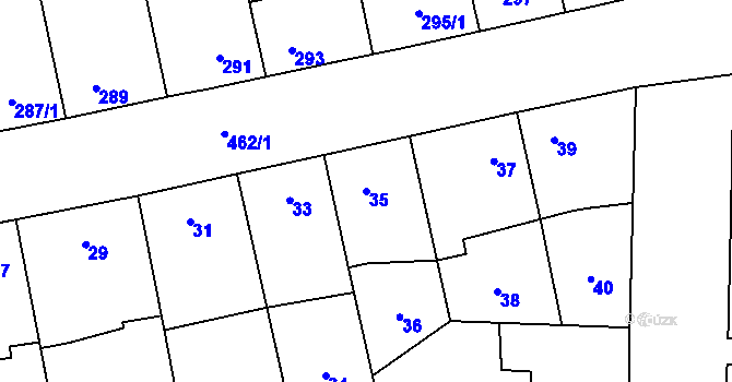 Parcela st. 35 v KÚ Tovéř, Katastrální mapa