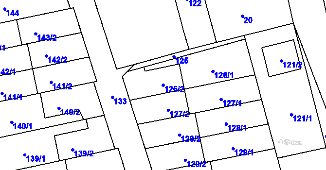 Parcela st. 126/2 v KÚ Tovéř, Katastrální mapa