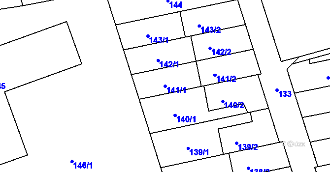 Parcela st. 141/1 v KÚ Tovéř, Katastrální mapa