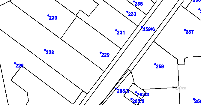Parcela st. 229 v KÚ Tovéř, Katastrální mapa