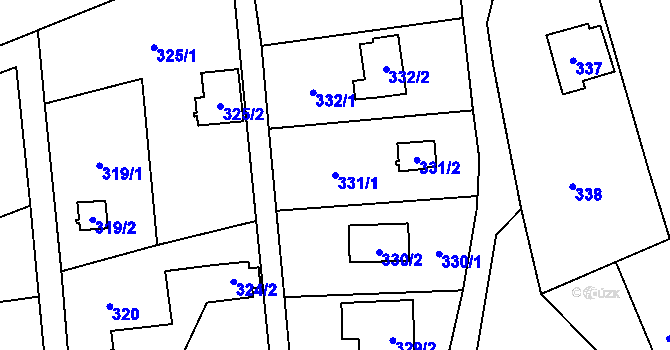 Parcela st. 331/1 v KÚ Tovéř, Katastrální mapa