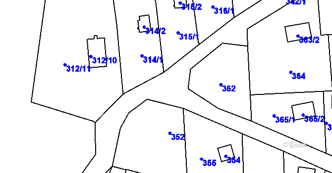 Parcela st. 342 v KÚ Tovéř, Katastrální mapa