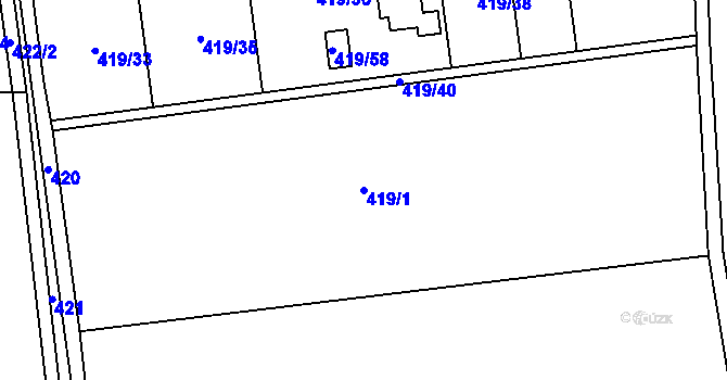 Parcela st. 419/1 v KÚ Tovéř, Katastrální mapa
