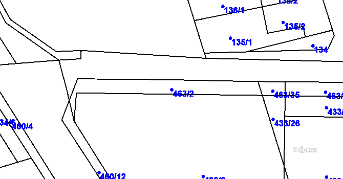 Parcela st. 463/2 v KÚ Tovéř, Katastrální mapa