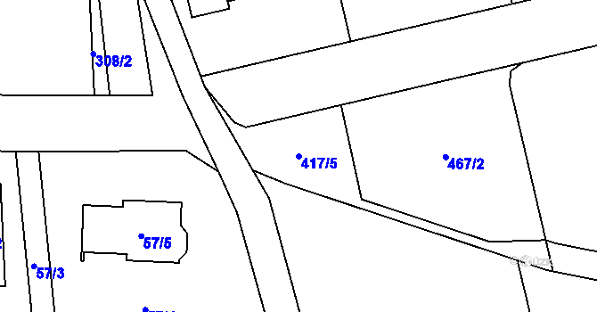 Parcela st. 417/5 v KÚ Tovéř, Katastrální mapa