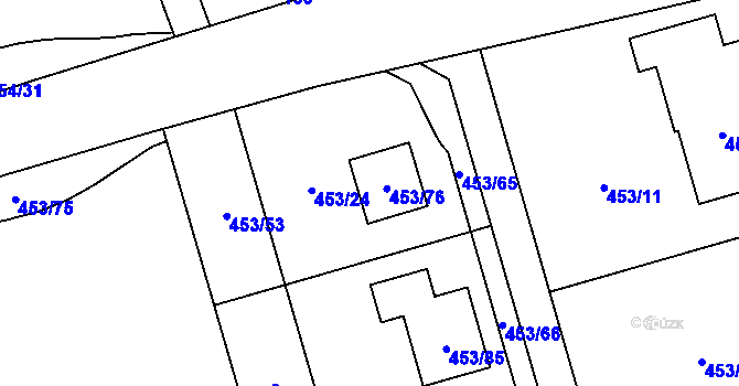 Parcela st. 453/24 v KÚ Tovéř, Katastrální mapa