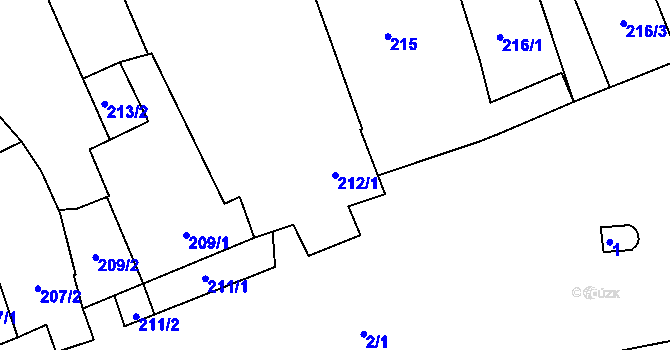 Parcela st. 212/1 v KÚ Tovéř, Katastrální mapa