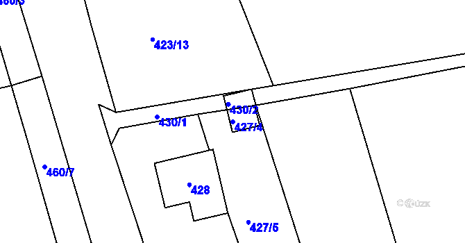 Parcela st. 427/4 v KÚ Tovéř, Katastrální mapa